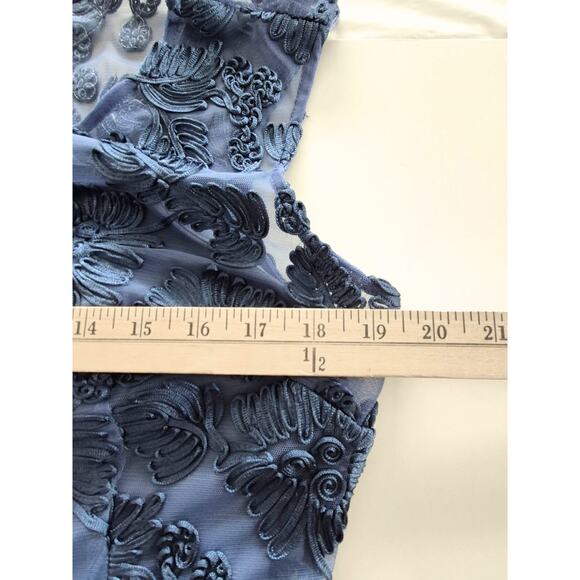 Alex Evenings Dress Size 12 Tea Length Blue Lace Mother of Bride Groom Formal - Picture 9 of 11